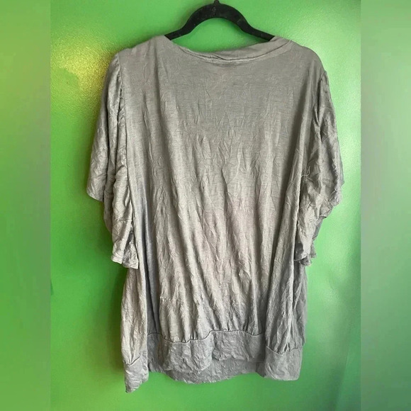 CLEARANCE Lane Bryant Plus Size 26/28 Permawrinkle Gray Tee Shirt Tshirt Top EUC - Picture 5 of 5